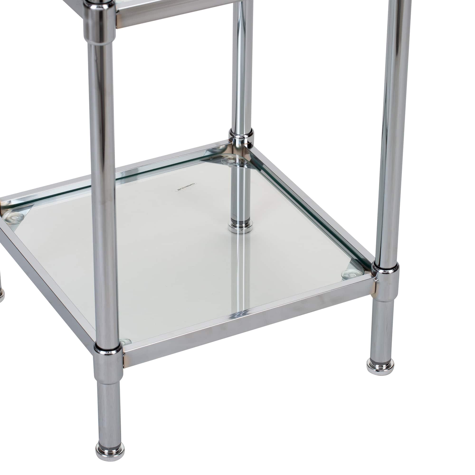 Organize It All Glacier 34" 3-Tier Freestanding Tempered Glass Shelving Tower